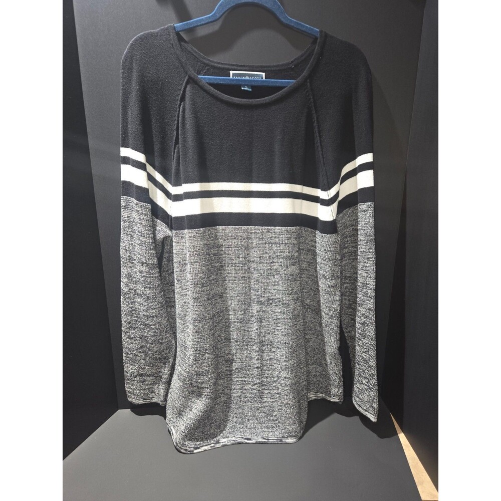 Karen Scott Colorblock Striped Sweater - Black White Grey - Womens XL - Knit - Picture 4 of 4